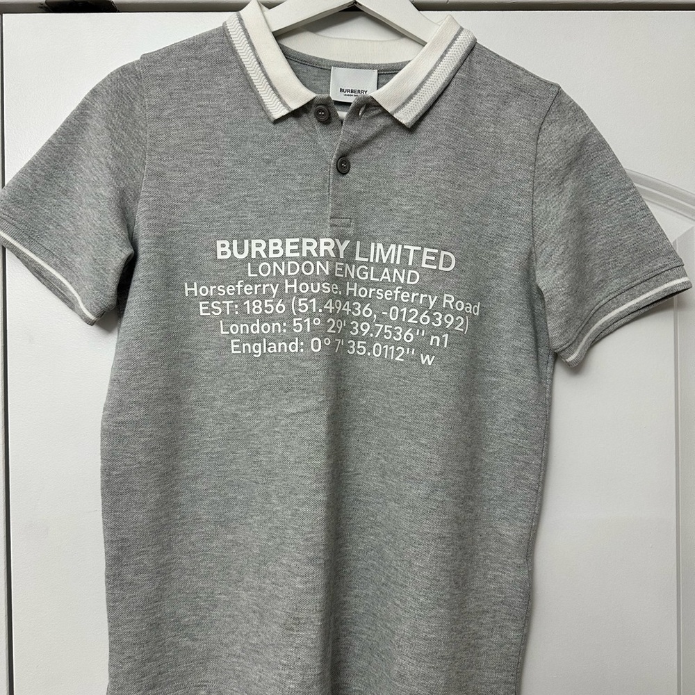 Burberry Gray Polo with White Trim